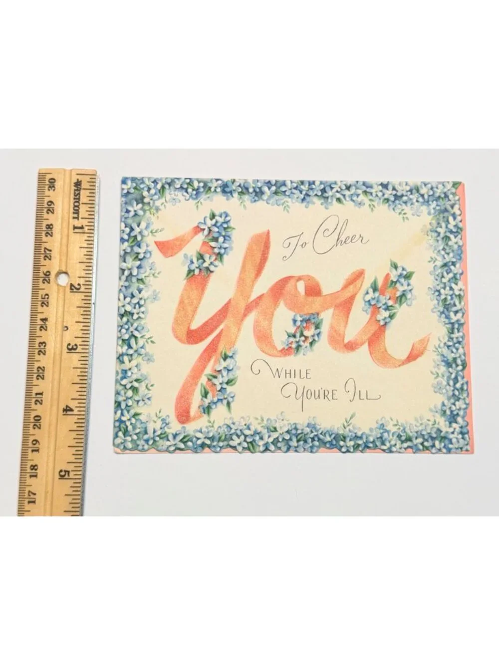 Vintage Get Well Card To Cheer You While Youre Ill Floral Design Paper Ephemera